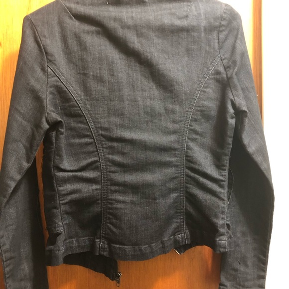 Black denim asymmetrical moto style jacket - Picture 2 of 3